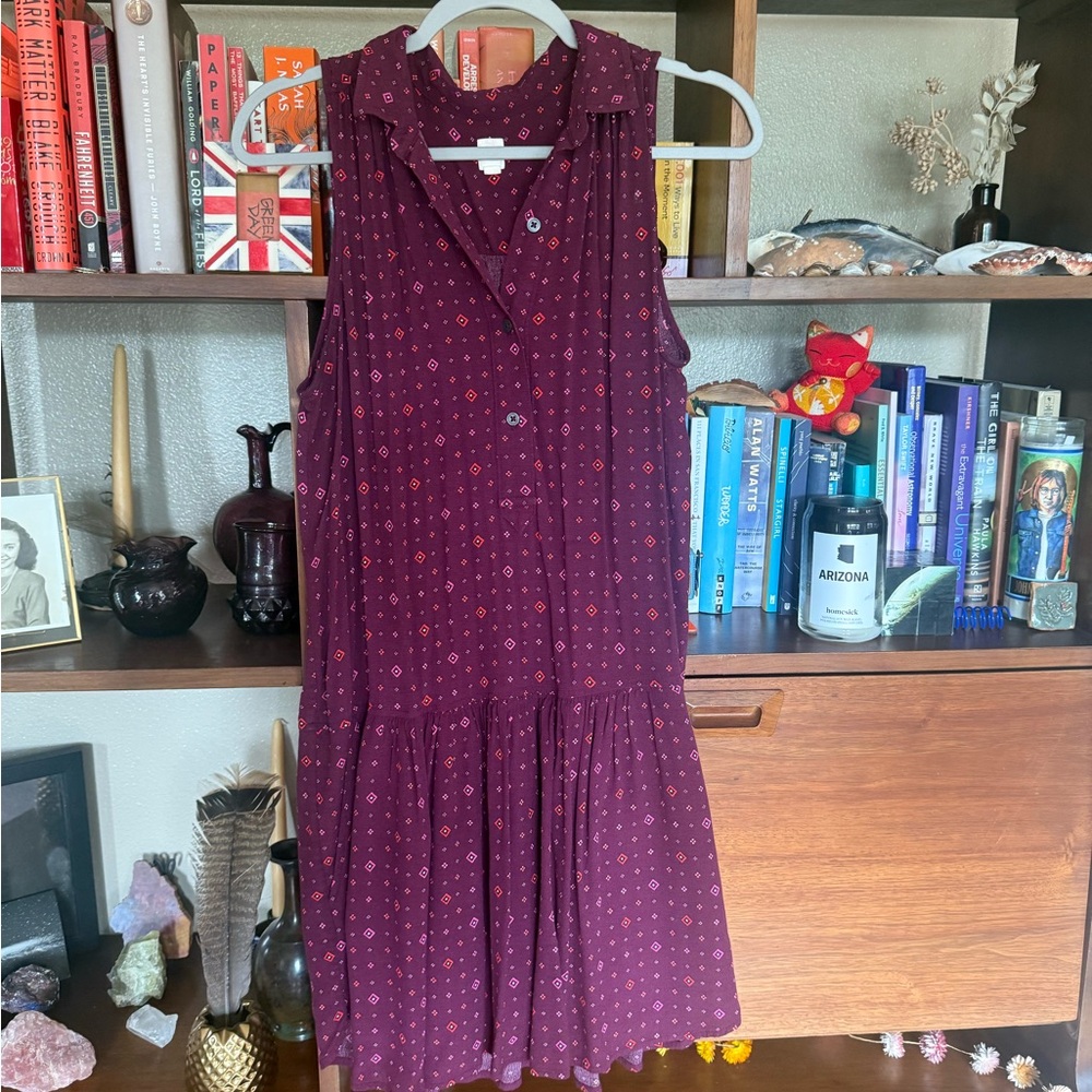 GAP Maroon Pleated Sundress Midi